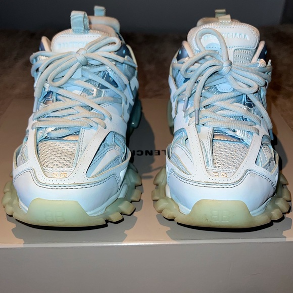 Authentic Balenciaga Track Runner Sneakers Clear Sole Light Blue Size 38 - Picture 4 of 11